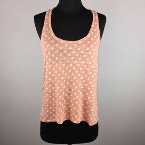 Madewell Tank Top Womens S Polka Dot Linen Scoop Neck Racerback Beachy Vacation